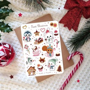 Feuille stickers Noël Poussin et Poupette "Sweet Christmas"