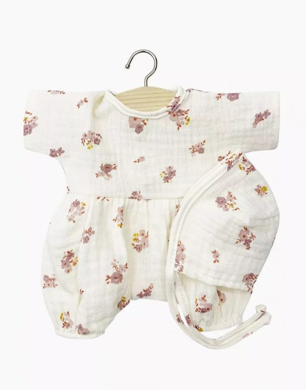 Minikane - Babies – Barboteuse Noa Petites Fleurs roses et son béguin