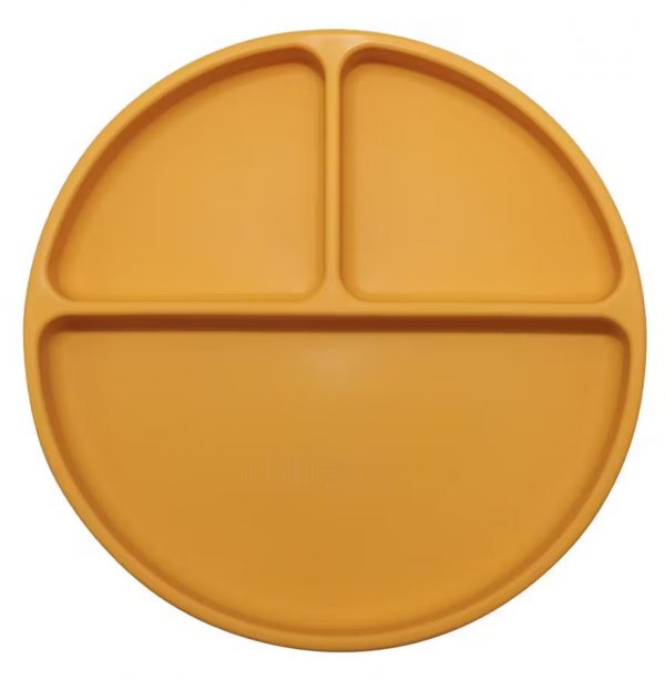 Loo Up - Assiette compartiments silicone - Jaune moutarde
