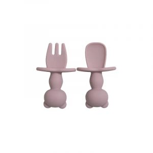 Couverts en Silicone Ourson - Rose Poudré