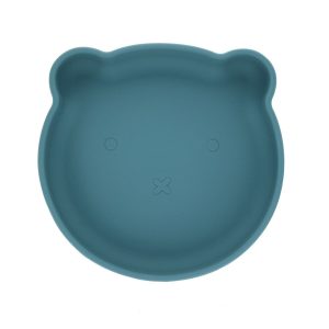 Le Petit Souk - Assiette ours silicone - Bleu Ciel