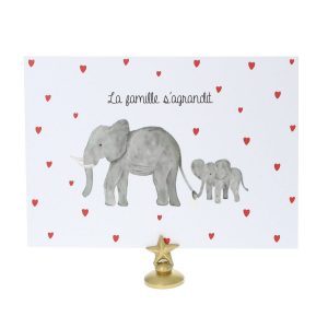 Le Petit Souk - Carte naissance La famille s'agrandit éléphants