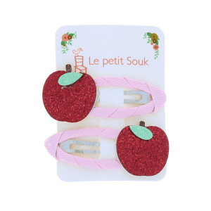 Le Petit Souk - Lot de 2 barrettes - Pomme rouge