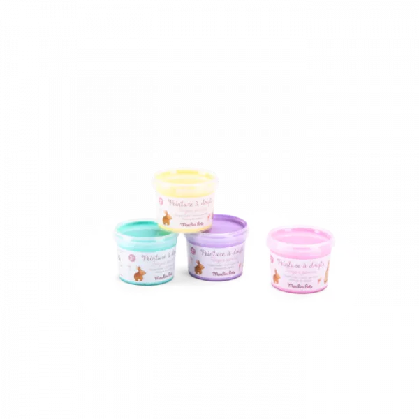 Moulin Roty - 4 pots de peinture à doigts pastel