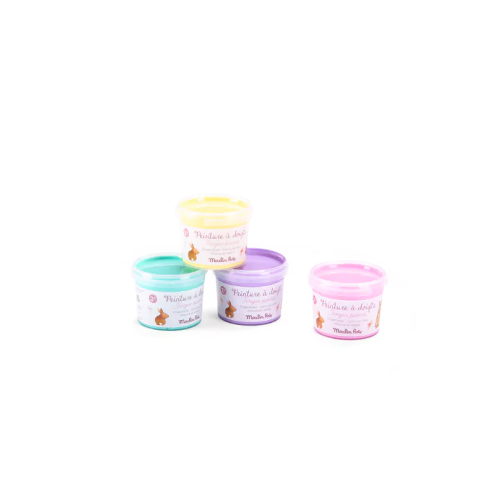 Moulin Roty - 4 pots de peinture à doigts pastel