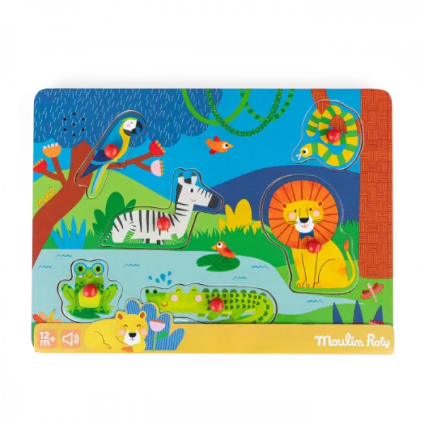 Moulin Roty - Puzzle sonore animaux en bois