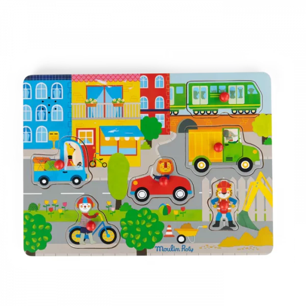 Moulin Roty - Puzzle sonore ville en bois
