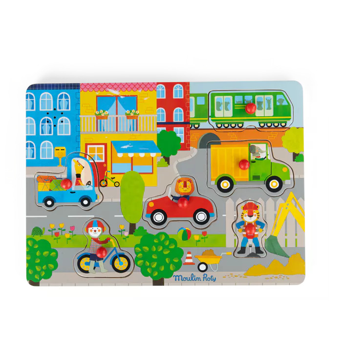 Moulin Roty - Puzzle sonore ville en bois